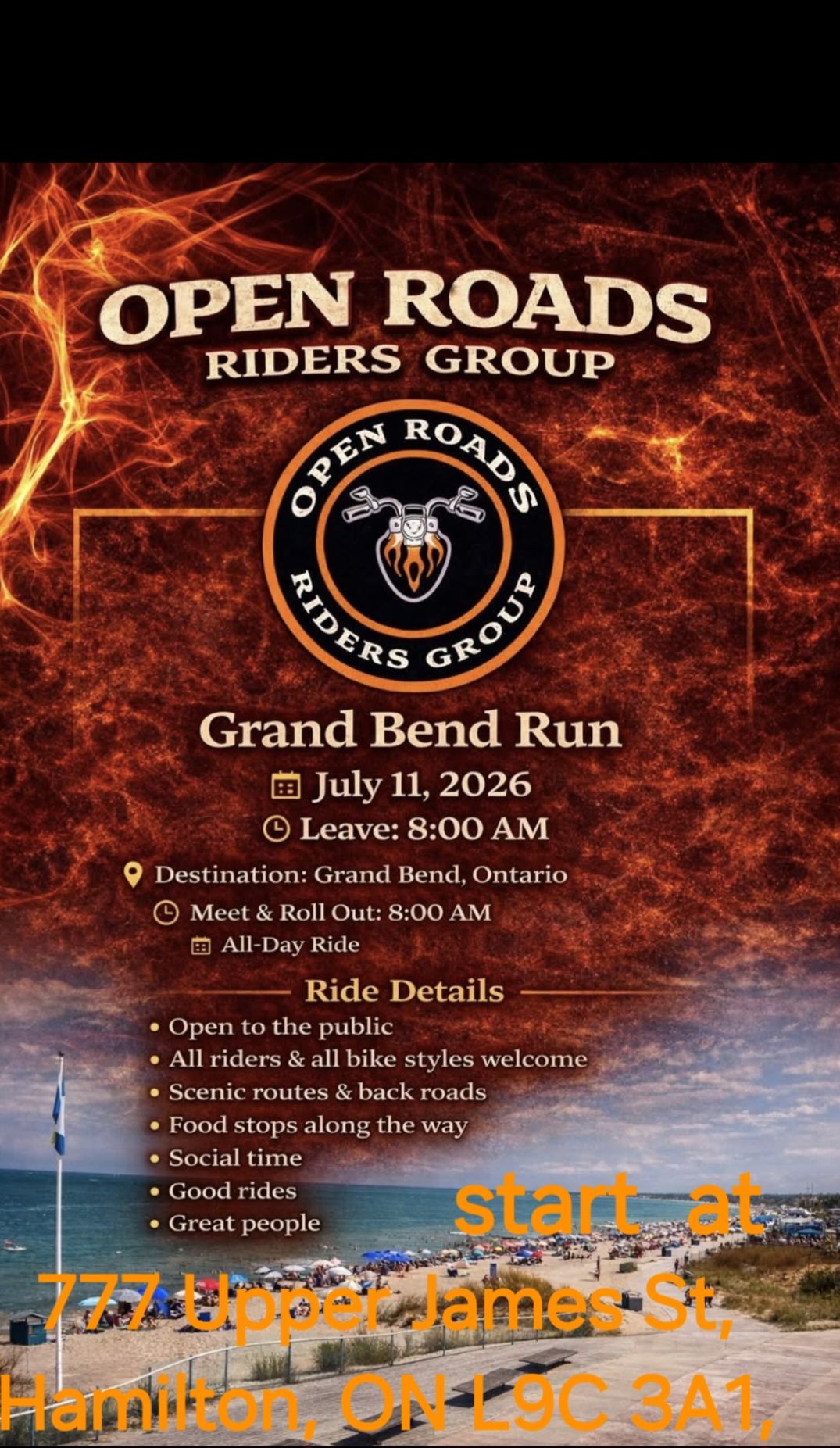 Open Roads Riders – Grand Bend Run