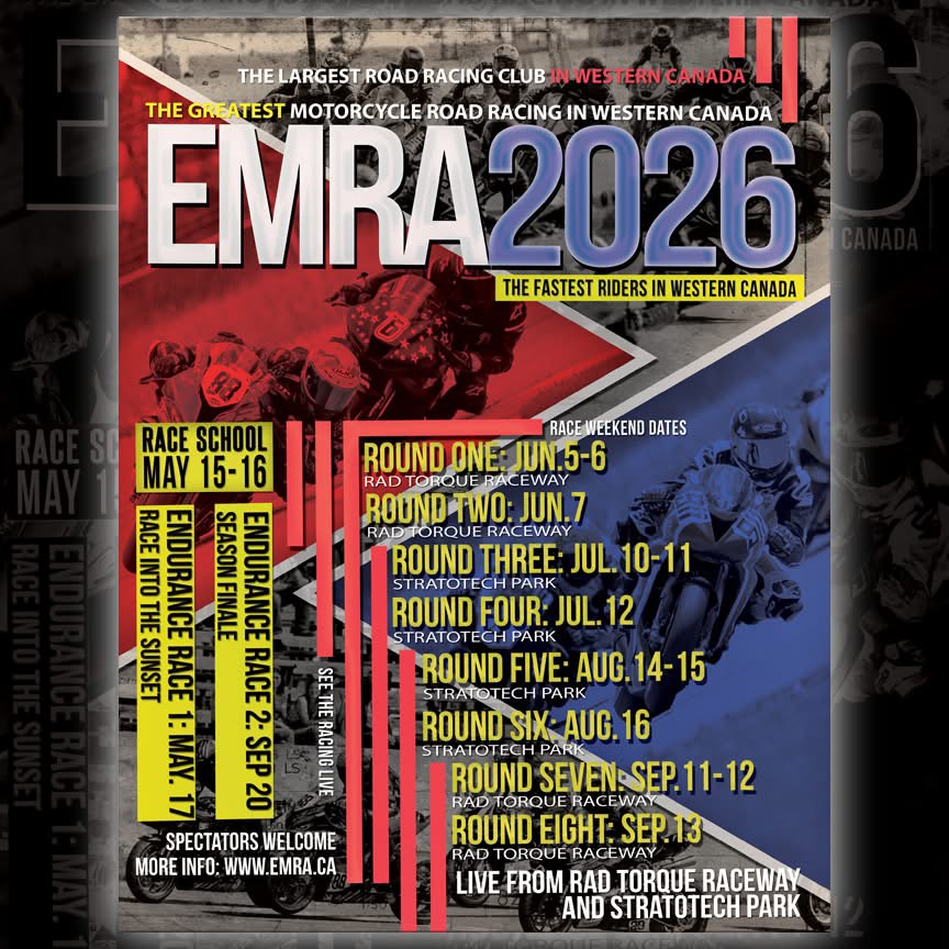 Edmonton Motorcycle Roadracing Association 2026 Calendar